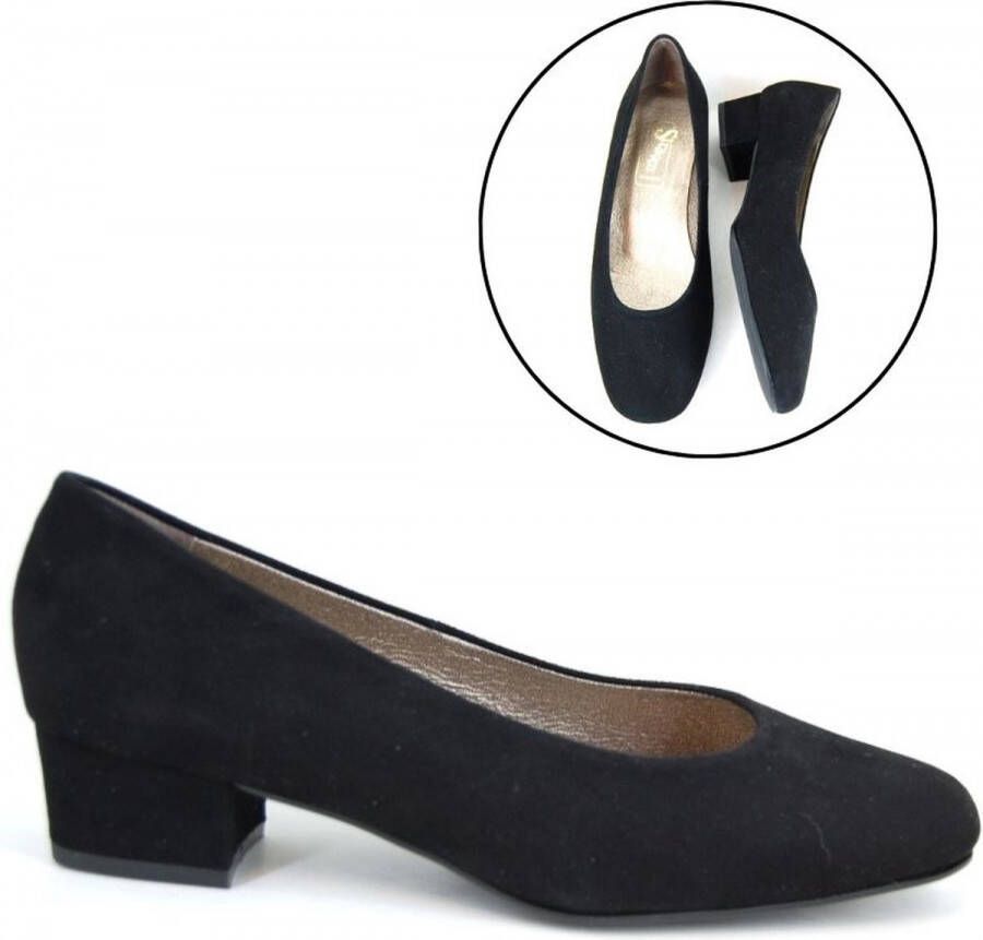 Stravers Pumps met Lage Hak Zwart Suede Kleine Maten Business Pumps