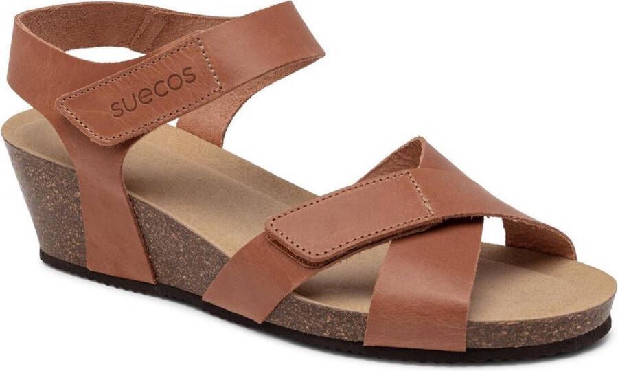 Suecos Idun sandalen dames cognac comfortabel schokabsorberend antibacterieel flexibele zool sleehak