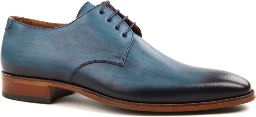 Suitable Herenschoen Leer Blauw Leer Heren Veterschoenen