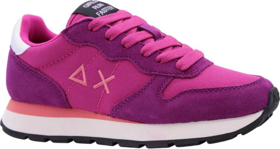 Sun68 Nylon Sneakers met Eco-Leer Inzetstukken Purple Dames