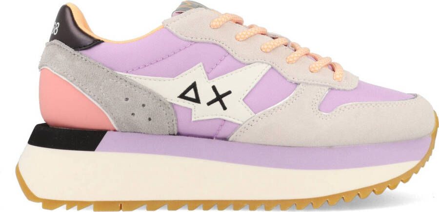 Sun68 Lila Stoffen Sneakers met Suède Details Purple Dames