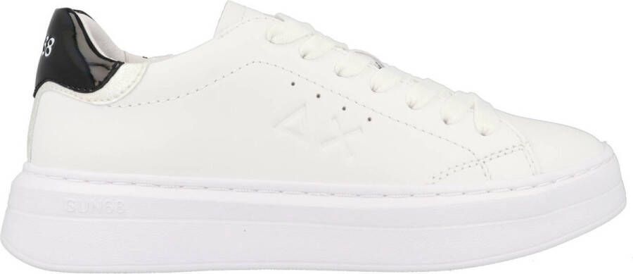 Sun68 Grace Leather Dames Wit en Zwart Schoenen White Dames