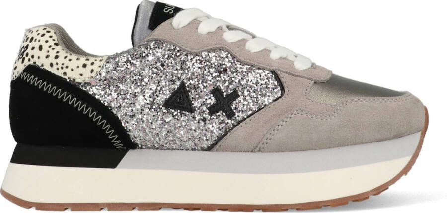 Sun68 Zilveren Damesschoenen met Glitter en Dierenprint Grijs Dames