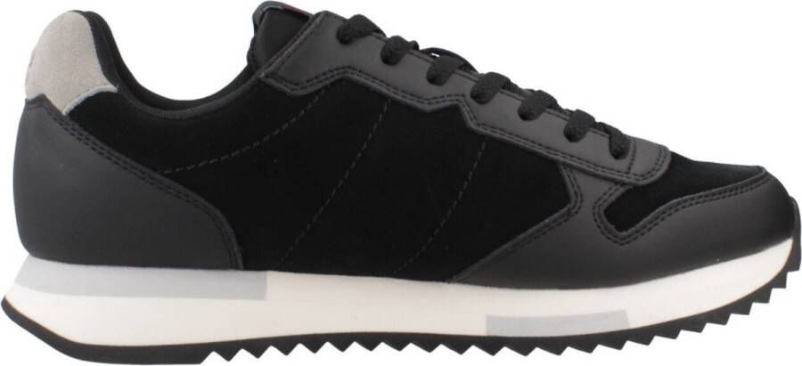 Sun68 Zwarte leren sneakers met logo details Black Heren