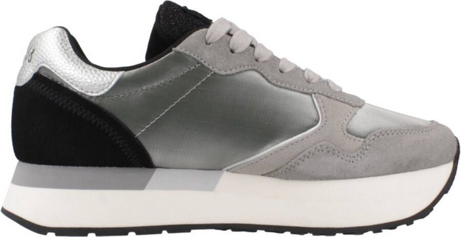 Sun68 Kelly Solid Grijze Sneaker met Metallic Nylon Inzetstukken Gray Dames