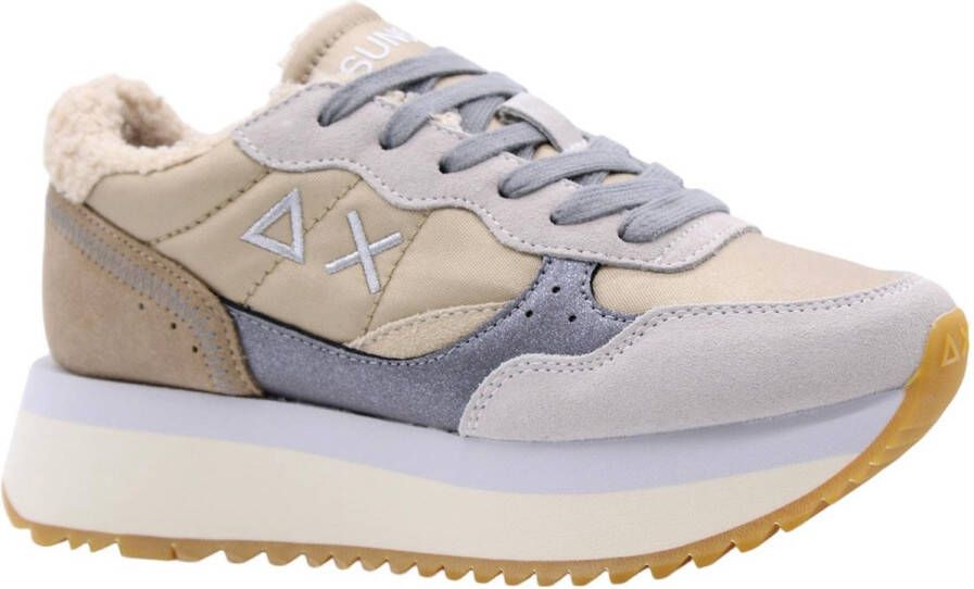 Sun68 Witte Leren Sneakers Eco-Vriendelijke Stijl Multicolor