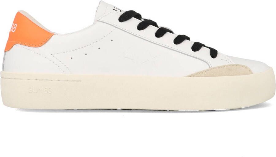 Sun68 Leren Street Sneakers Wit Oranje White Heren