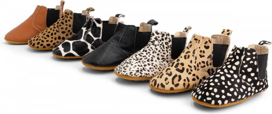 Supercute enkelaarsjes Chelseaboots dierenprint zwart met ecru stipjes 6 tot 12 maanden