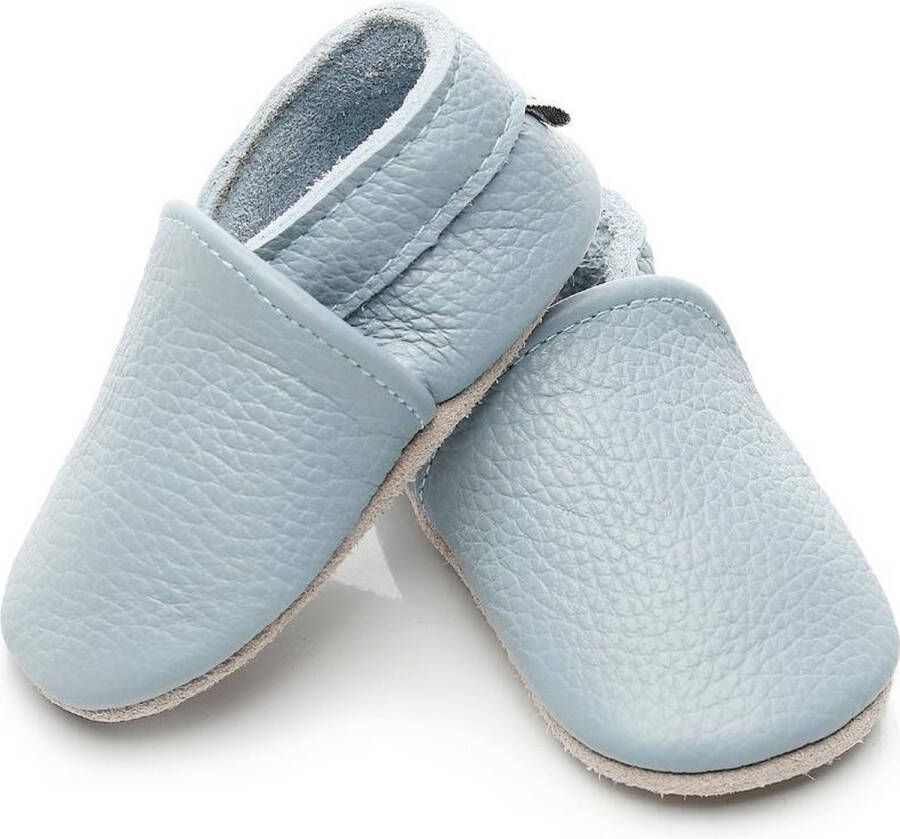 Supercute Leren Baby Slofjes Babyblauw 12 tot 18 Maanden Leer Babyschoenen Jongen Kraamkado Babyshower Lichtblauw Blauw - Foto 1