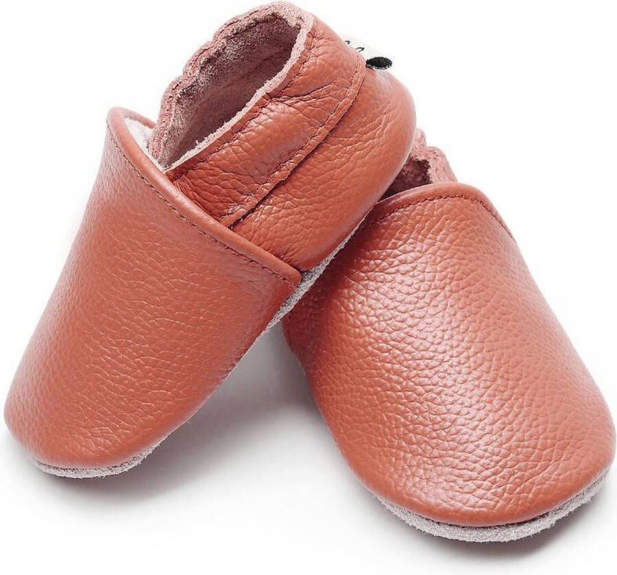 Supercute leren sloffen cognac bruin leren schoenen 6 t m 12 maanden