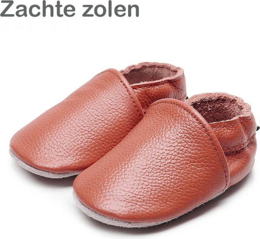 Supercute leren sloffen cognac bruin leren schoenen 6 t m 12 maanden