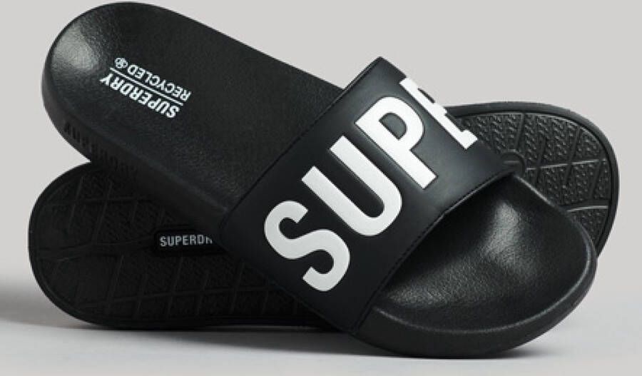 Superdry Code Core Vegan Pool Slide Heren Slippers Donkerblauw Wit