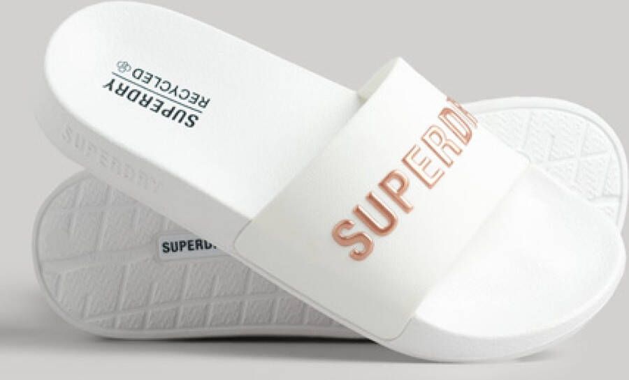 Superdry Code Logo Vegan Pool Slide Dames Slippers Wit