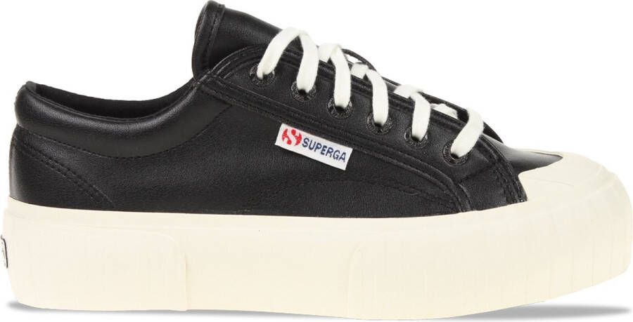 Superga 631 Stripe Platform Vegan Leather Zwart Dames