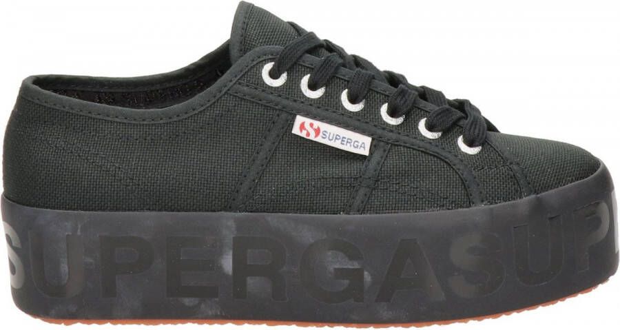 Superga 2790 Shiny Printed Platform Zwart Dames