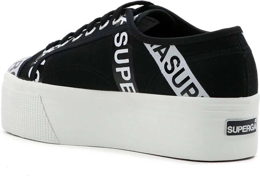 Superga 2790 Lettering Zwarte Sneakers Streetwear Vrouwen