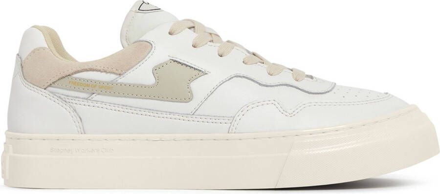 S.w.c. Stepney Workers Club Stepney Workers Club Pearl Strike Leather Sneakers White Green Beige