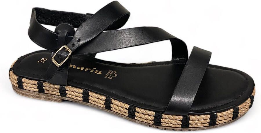 Tamaris Zomer Platte Sandalen Vrouwen Stijlvol Black Dames