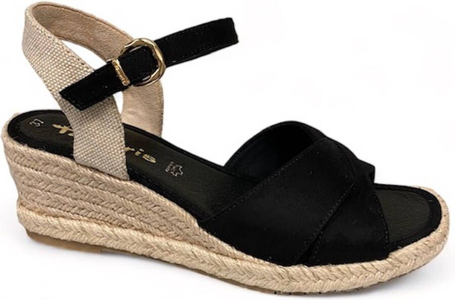 Tamaris 1-28367-42 001 Black -espadrilles -sleehak pups -sandaal