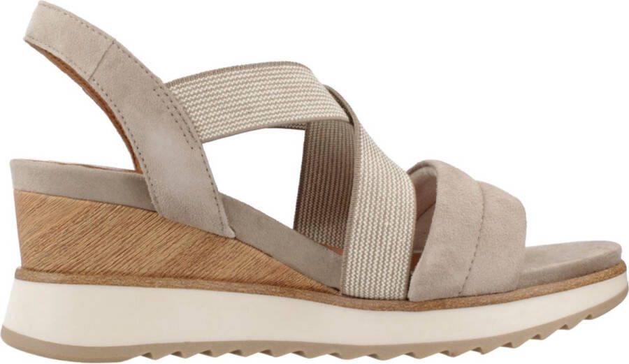 Tamaris Sandalen met sleehak taupe Leer Dames