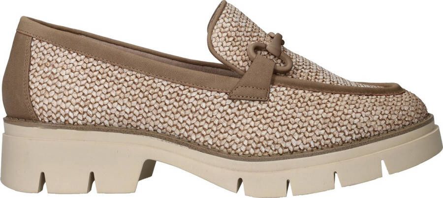 Tamaris Vegan geweven loafer met bruine accenten Beige Dames