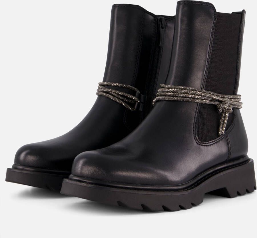 Tamaris Chelsea-boots blokhak enkellaars versierd met fonkelende banden