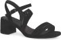 Tamaris Zwarte leren sandalette met 5 cm hak Black Dames - Thumbnail 1
