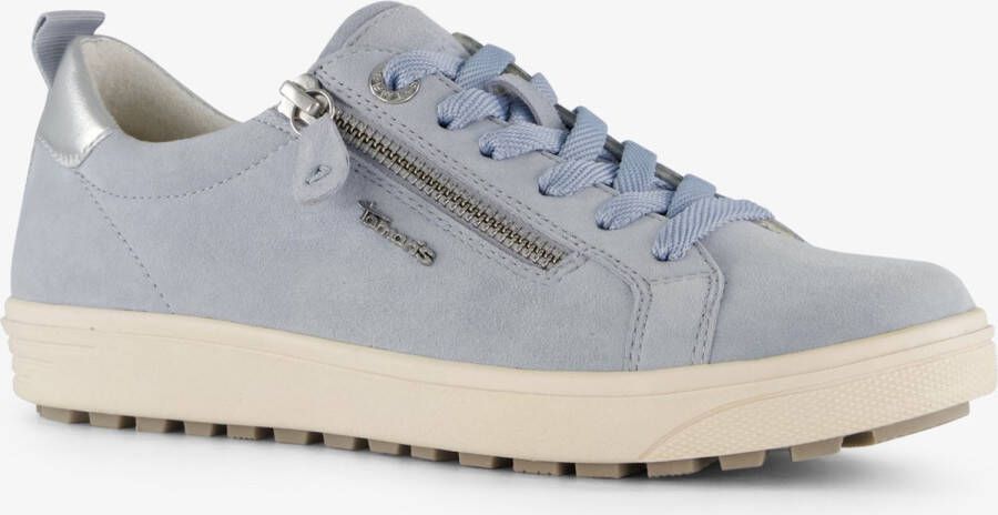 Tamaris Comfort leren dames sneakers blauw zilver Echt leer Uitneembare zool