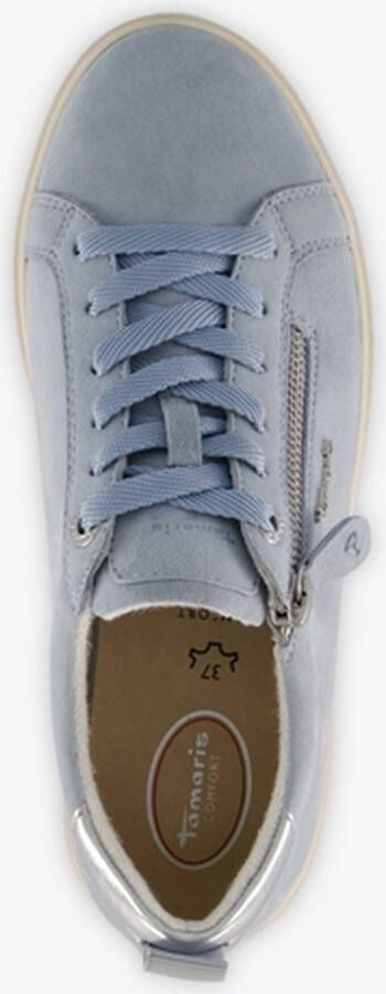 Tamaris COMFORT leren dames sneakers blauw zilver Uitneembare zool