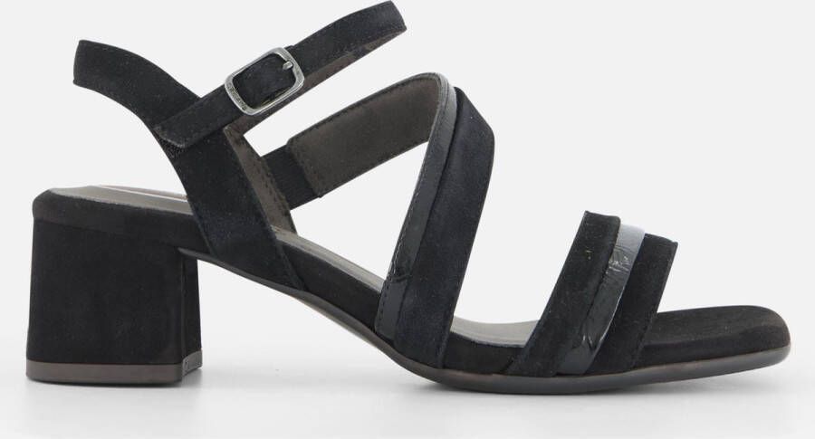 Tamaris Zwarte leren sandalette met 5 cm hak Black Dames