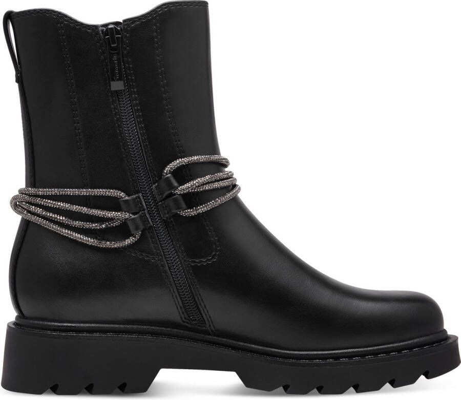 Tamaris Chelsea-boots blokhak enkellaars versierd met fonkelende banden