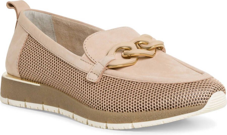 Tamaris Beige leren loafers met verharde hiel Beige Dames