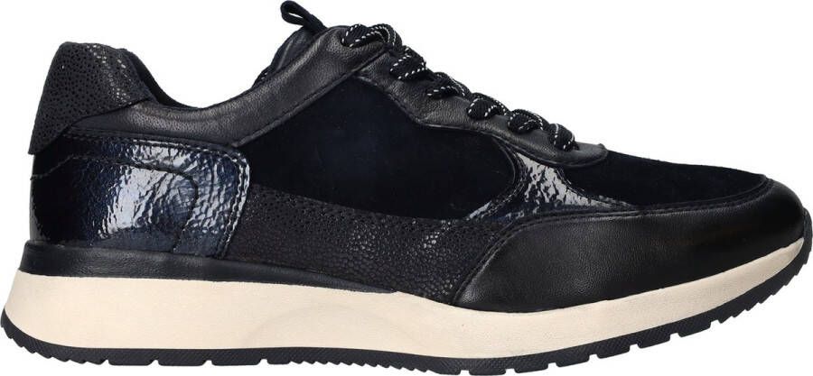 Tamaris Blauwe Leren Sneaker met PureRelax Massage Voetbed Blue Dames