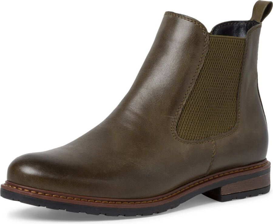 Tamaris dames Chelsea boot 1-25056-41 leren laarzen enkellaarsjes olijf M2505641