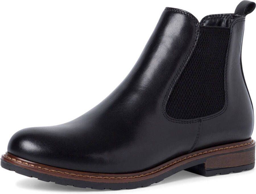 Tamaris dames Chelsea boot 1-25056-41 leren laarzen enkellaarsjes zwart M2505641