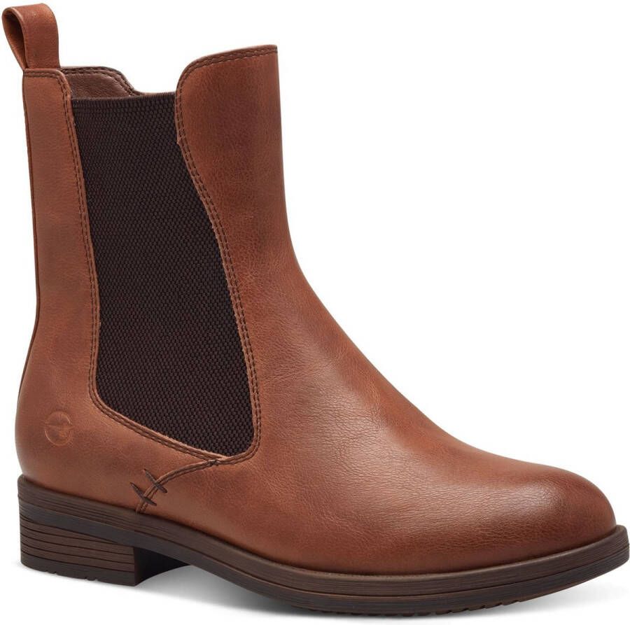 Tamaris Chelsea-boots hakken enkellaars zakelijke schoen met t-logo-decoratie