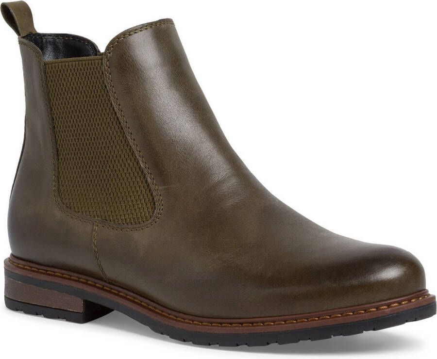 Tamaris dames Chelsea boot 1-25056-41 leren laarzen enkellaarsjes olijf M2505641