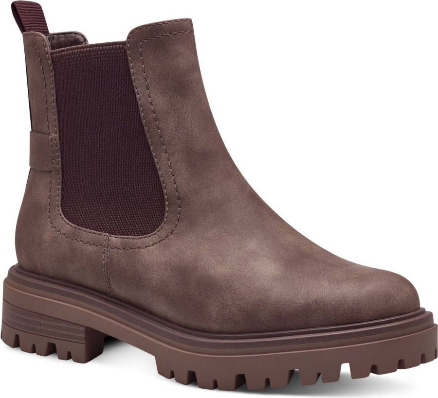 Tamaris Chelsea-boots blokhak enkellaars laarzen met textielband aan de hiel