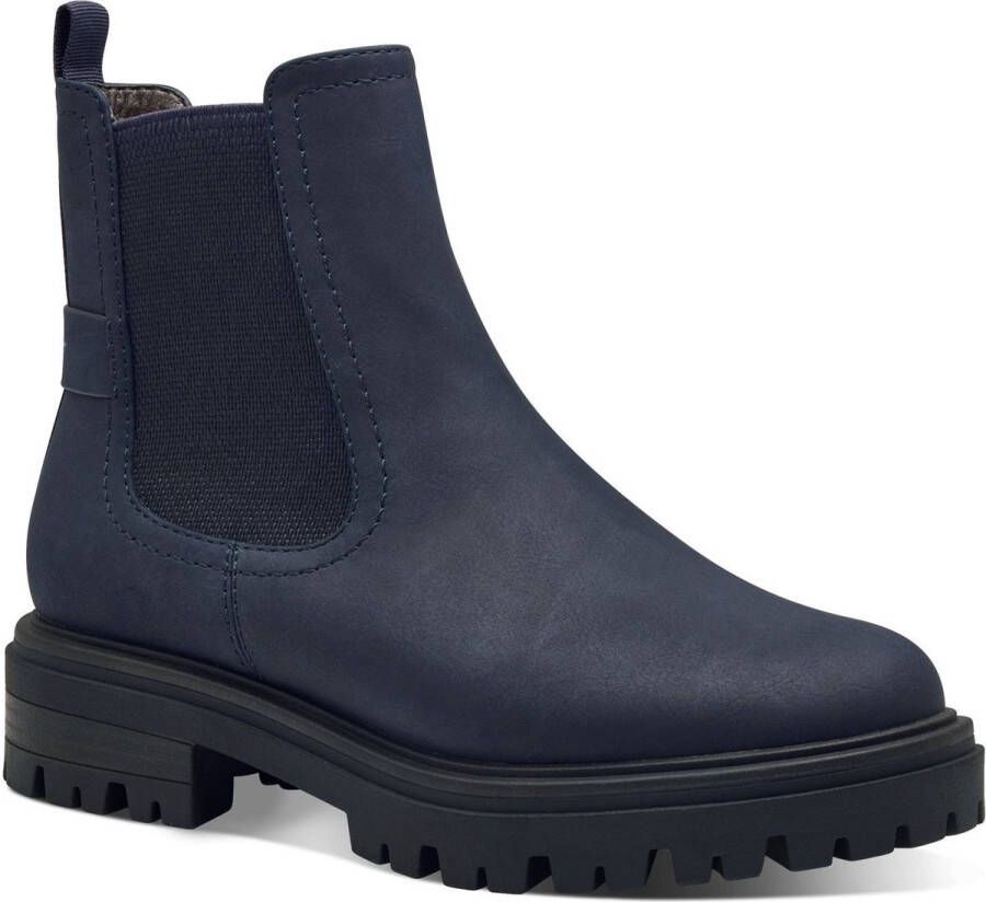 Tamaris Chelsea-boots blokhak enkellaars laarzen met textielband aan de hiel