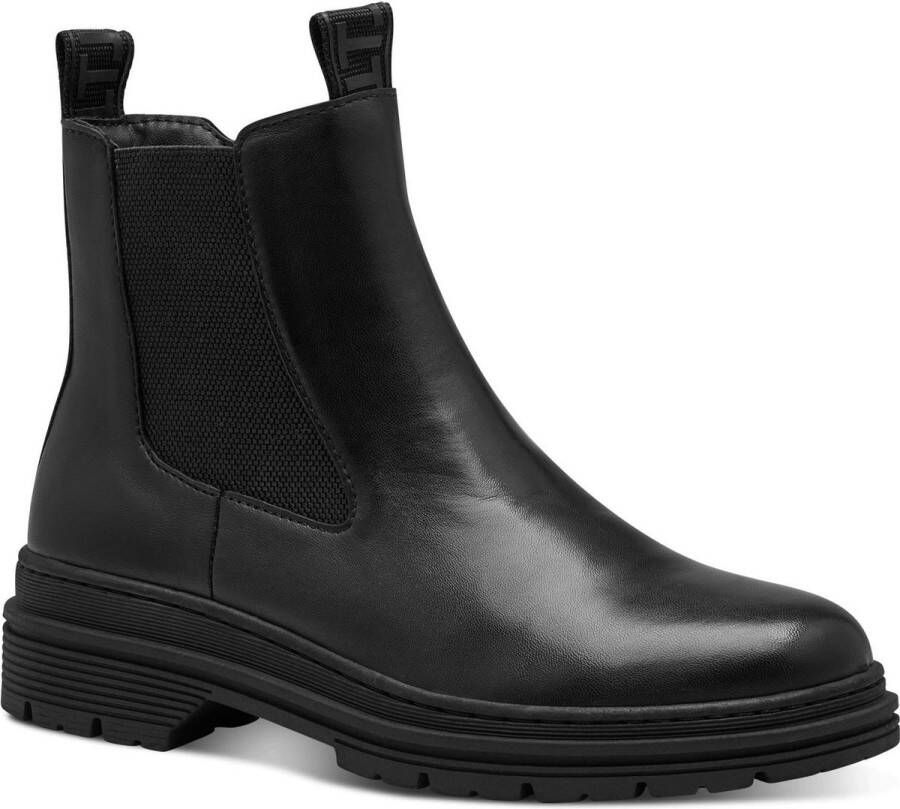 Tamaris Zwarte Leren Chelsea Booties Black Dames