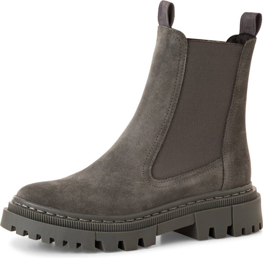 Tamaris dames chelsea boot leren laarzen enkellaars vrouwen leer M2549141 grijs