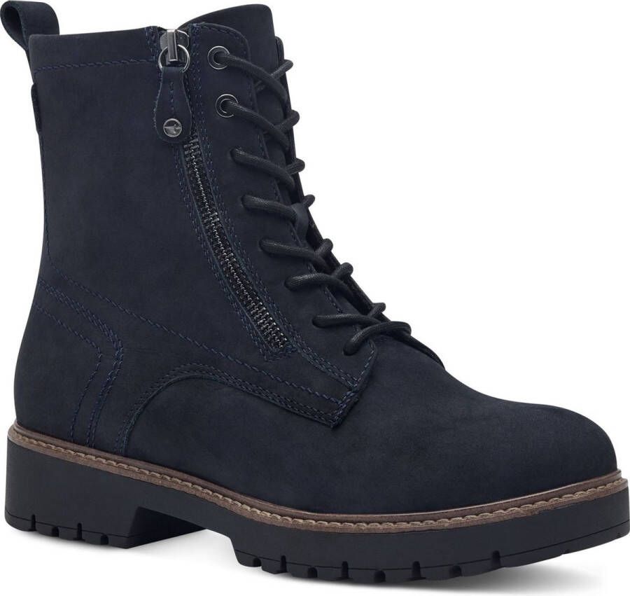 Tamaris Veterschoenen blokhak veterschoen enkellaars met decoratieve rits aan de buitenkant