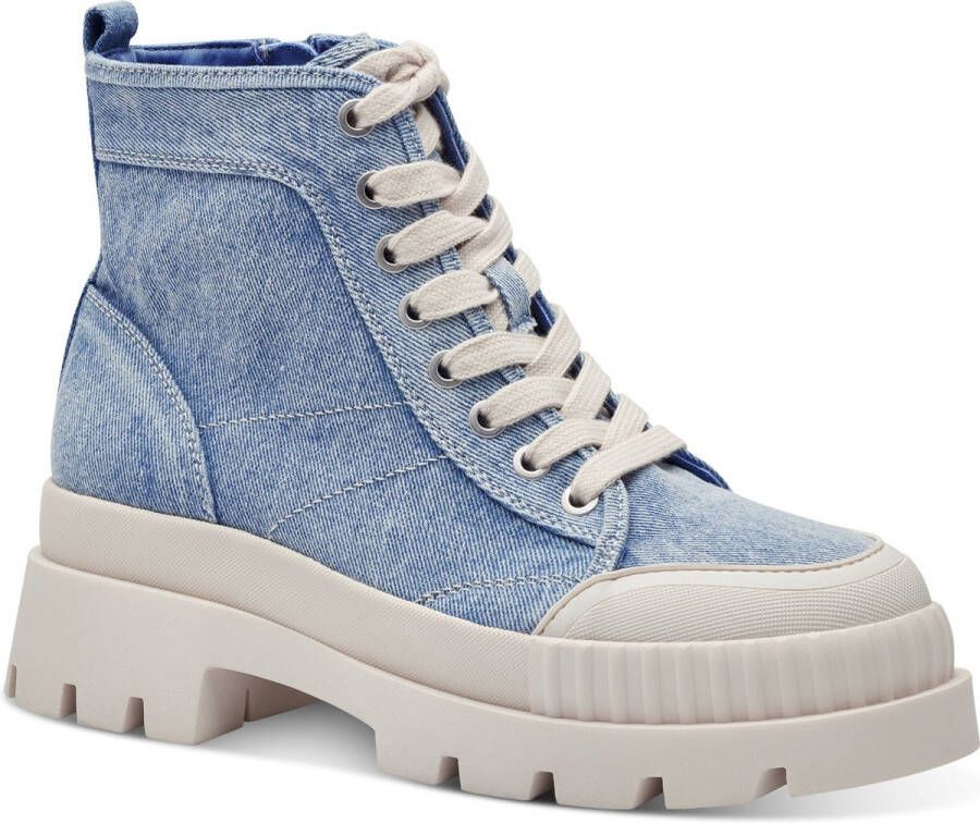 Tamaris Veterschoenen blokhak veterschoen enkellaars in casual jeans-look