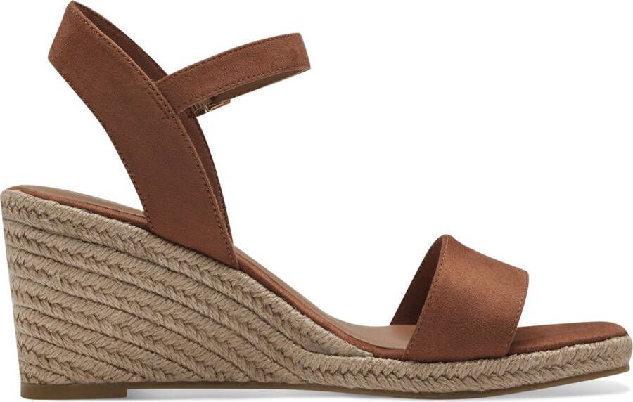 Tamaris dames espadrilles met sleehak Bruin