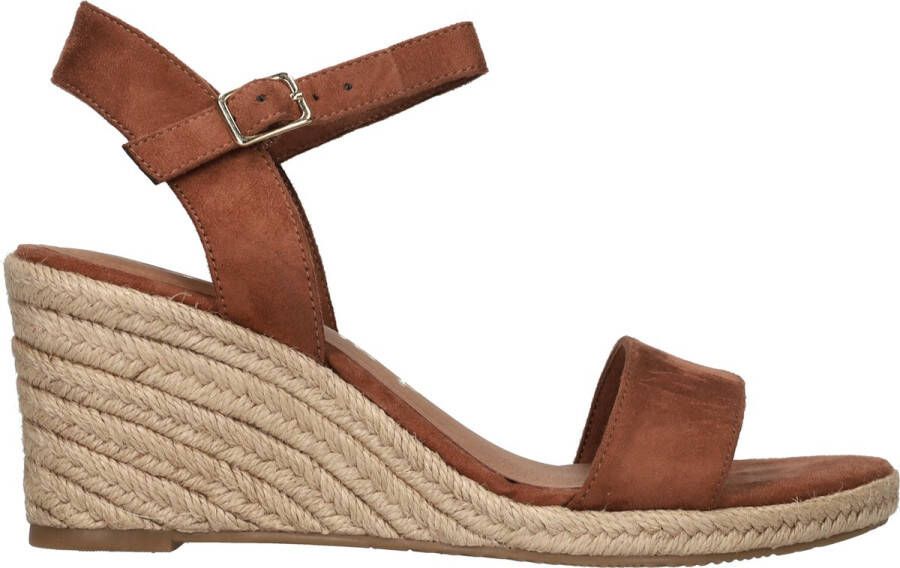 Tamaris dames espadrilles met sleehak cognac