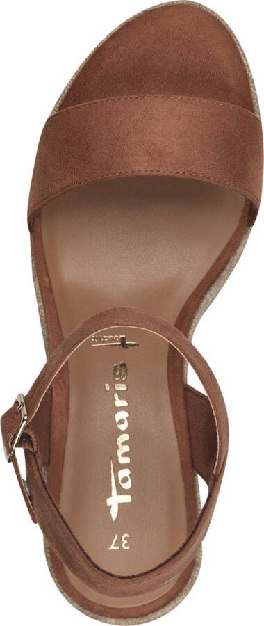 Tamaris dames espadrilles met sleehak cognac