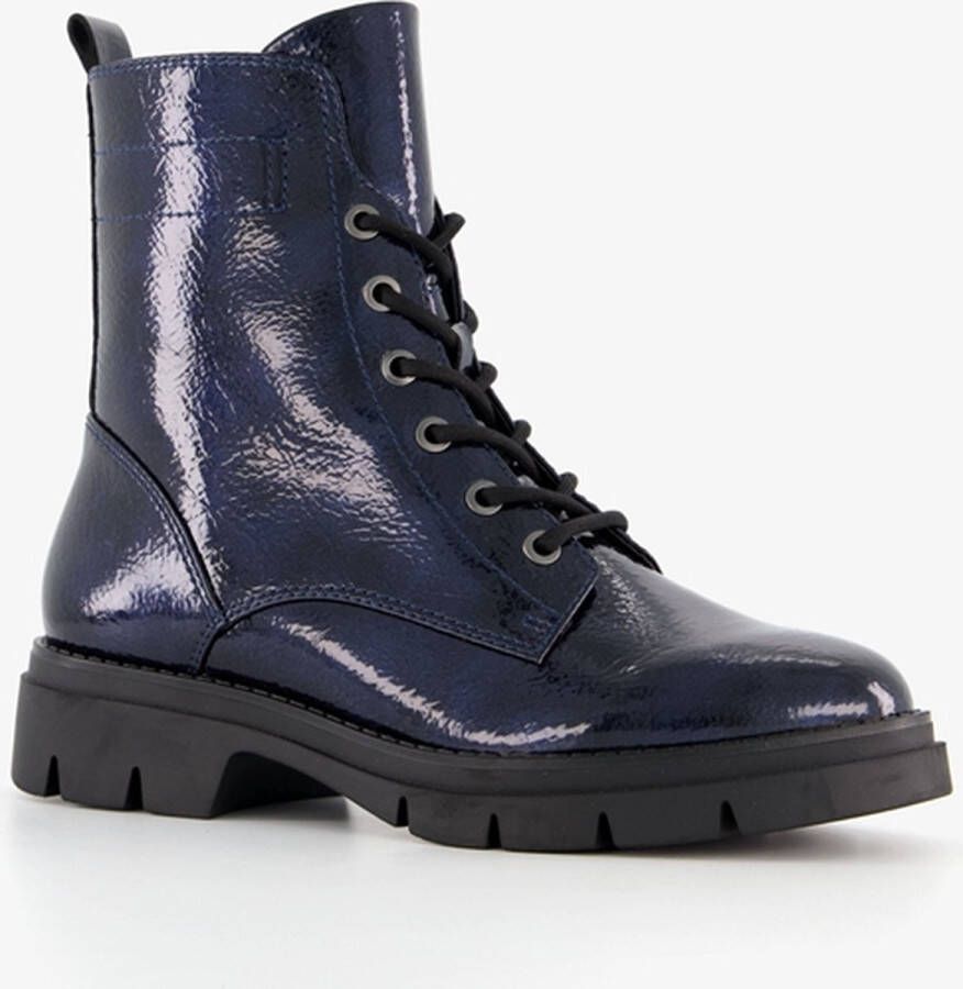 Tamaris dames lak veterboots blauw