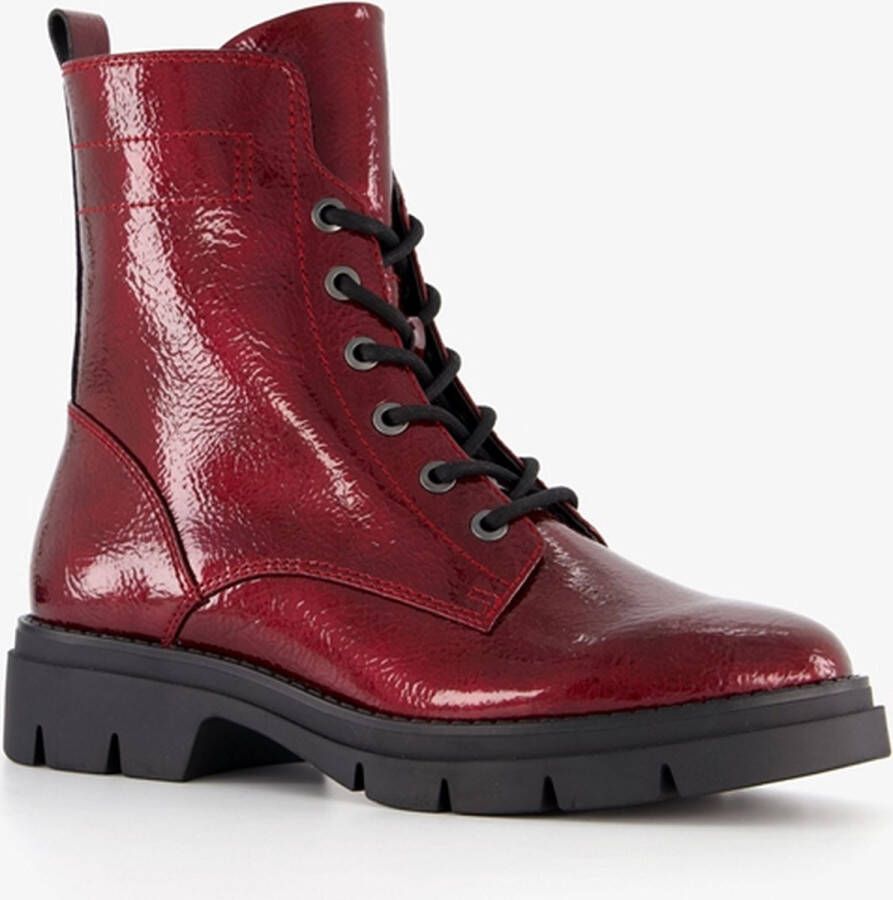 Tamaris dames lak veterboots bordeauxrood