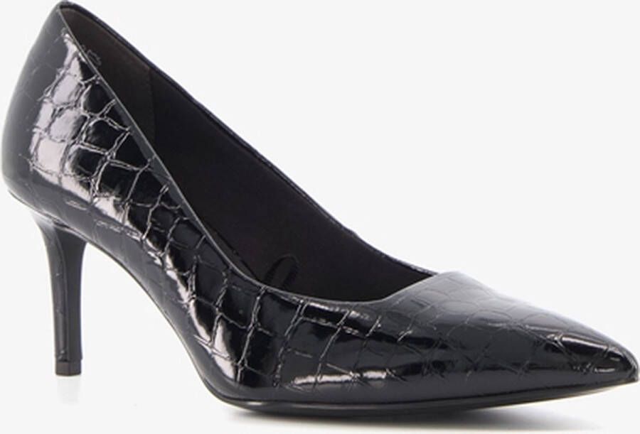 Tamaris dames pumps zwart met croco print - Foto 1