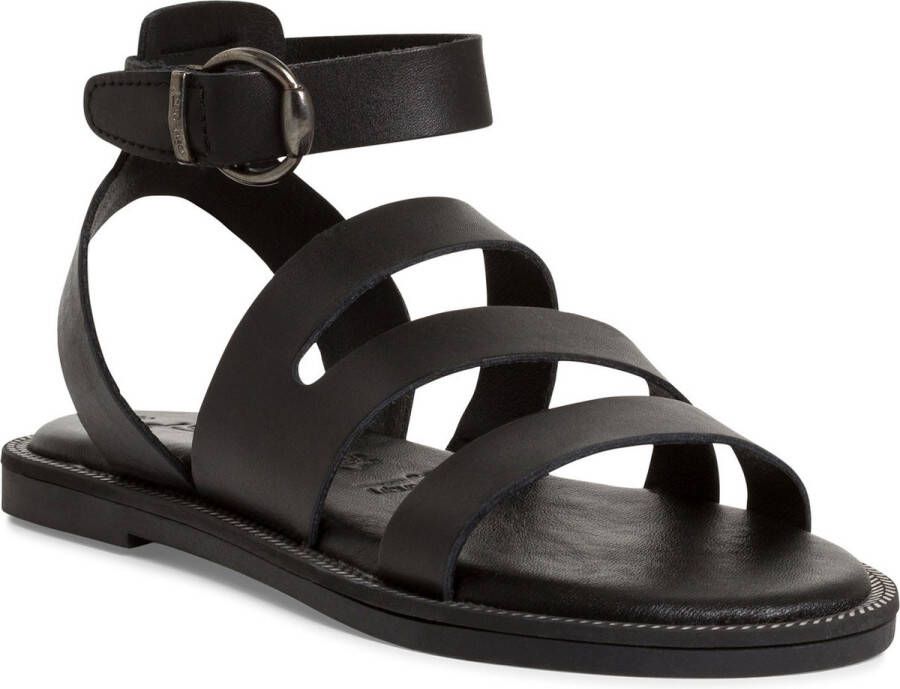 Tamaris Zwarte Casual Open Platte Sandalen Black Dames